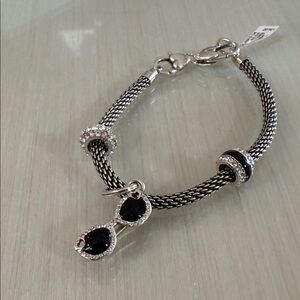Brighton Black and Silver Infinity Charm Bracelet